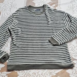 Southern Marsh Men's Crewneck Sweater - Olive and Gray Stripes